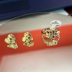 Gold Plated Earrings And Ring 