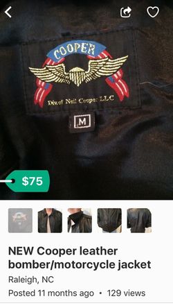 NEW Cooper Leather Motorcycle/Bomber Jacket