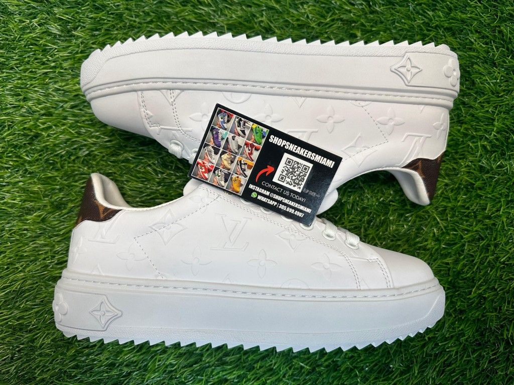 LOUIS VUITTON LV TIME OUT LEATHER WHITE NEW SNEAKERS SHOES  display picture 1