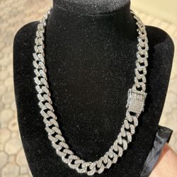 Silver Iced Out CZ Cuban Link Chain 18”