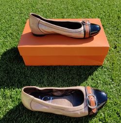 AGL Attilio Giusti Leombruni Women's Ballet Taupe Flats Shoes Size: 7.5 W (Used / Slightly Worn)