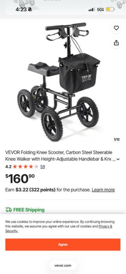 VEVOR Folding Knee Scooter Walker (Pick Up Chandler)
