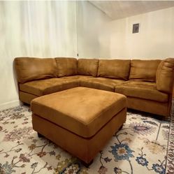 Used Modular Sectional Brown With Ottoman