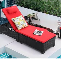 One Red/Black Rattan Chair