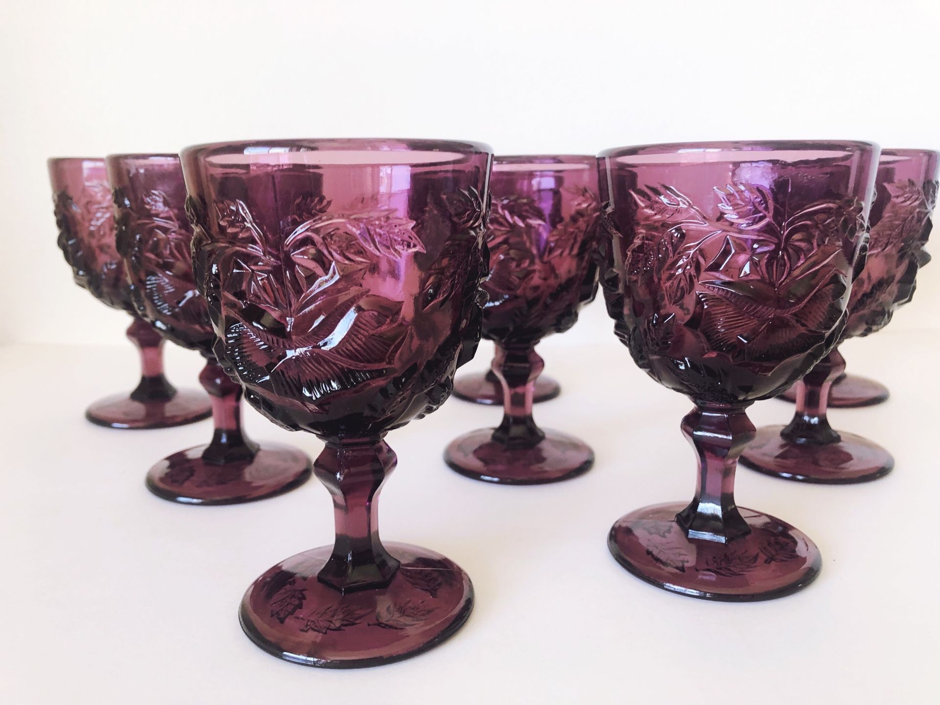 Set of 8 vintage Madonna Inn goblet glasses