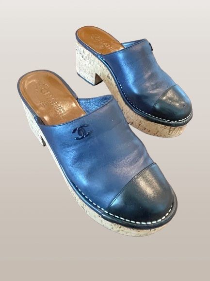 Chanel Calfskin Platform Mules
