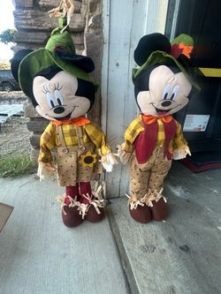 Mickey & Minnie Mouse Fall Scarecrow Plush Figures