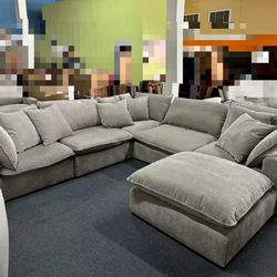Sereen 6-piece Fabric Modular Sectional, Taupe，$1200