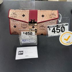 MCM  Metallic Visetos Patricia Wallet On Chain Red Champagne Gold