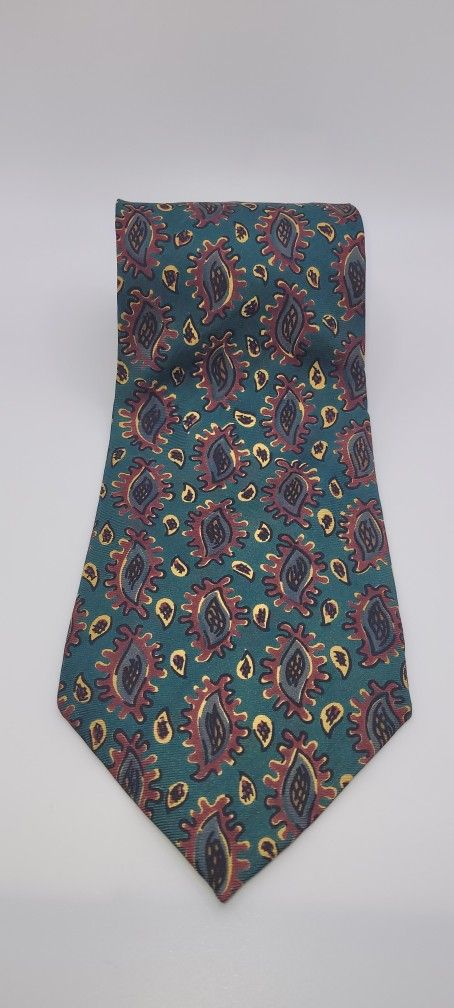 56x4 Christian Dior Monsieur Paisley Green Blue Red Yellow Necktie