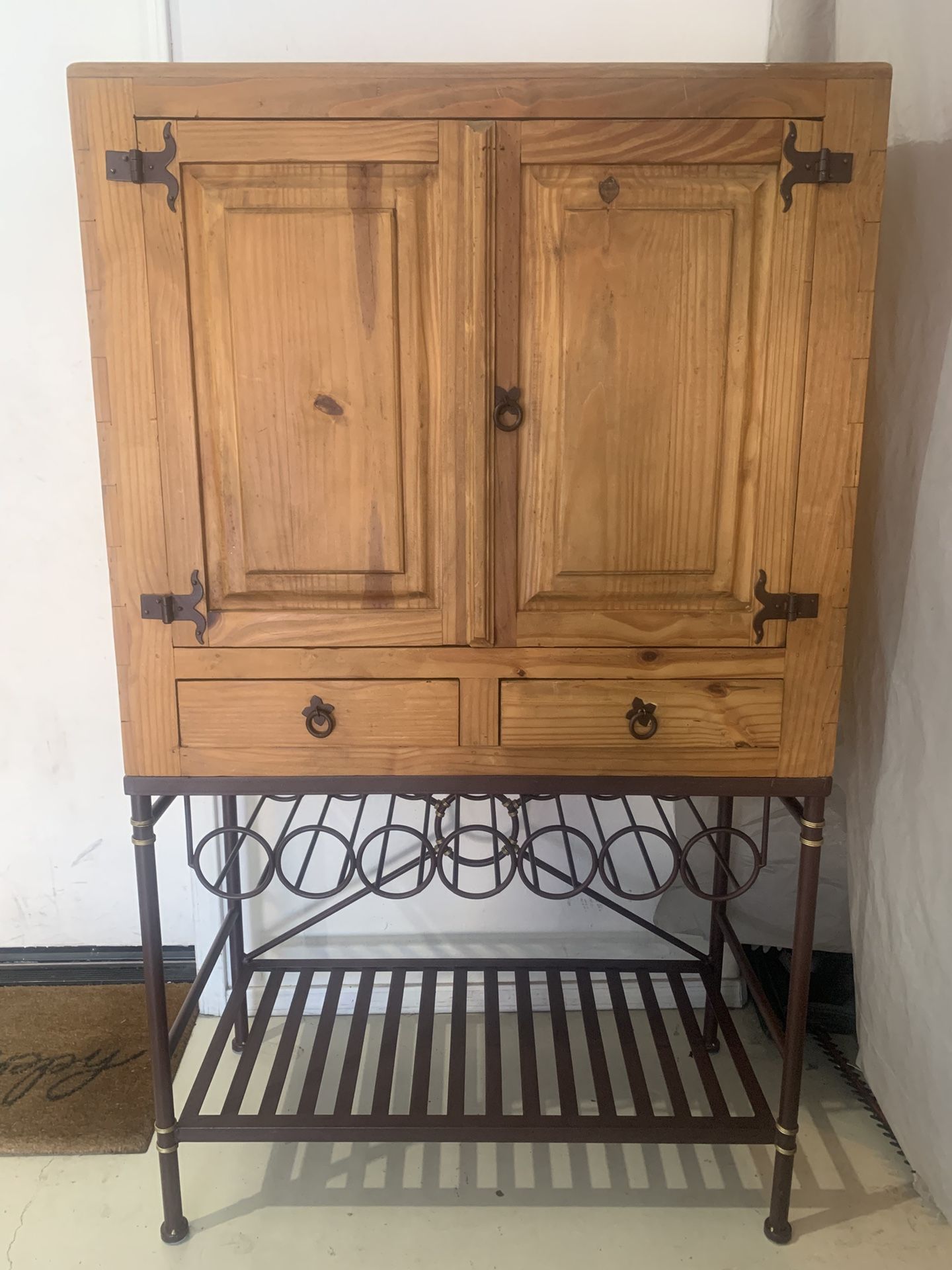 Rustic Wooden Bar Wine Cabinet