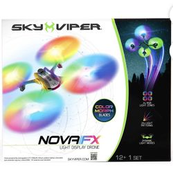 Sky Viper Nova RC Light FX Drone, 18726, 1-Touch Stunt, Customizable Lights