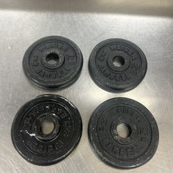 Weider Barbell ~ 3 LB.~ 1.4 KG Weight Plates 1" Hole ~ Set of 4 ~ 12lbs Total