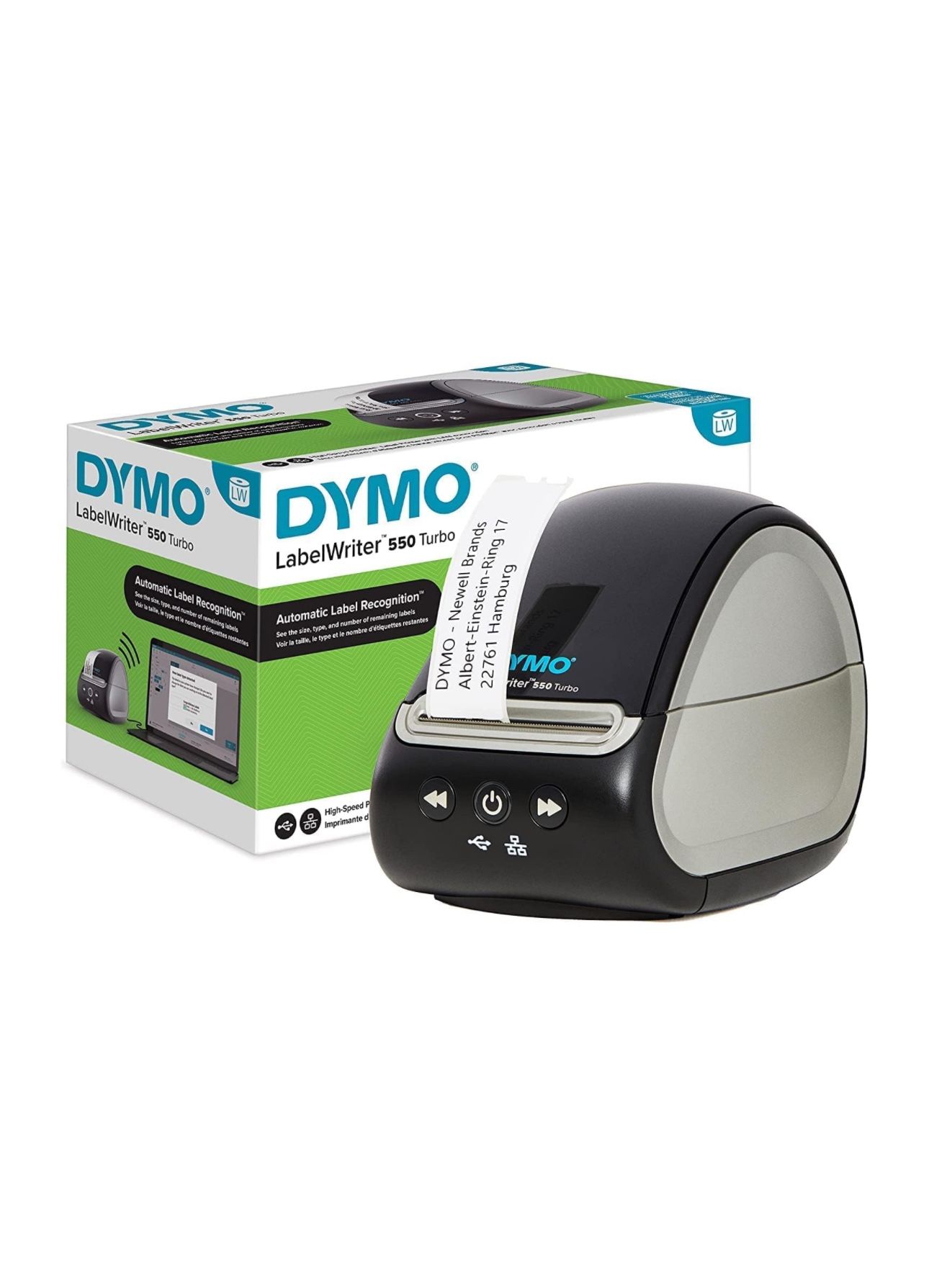 DYMO LabelWriter 550 Turbo Direct Thermal Label Maker - USB and LAN Connectivity - Print up to 90 Labels Per Minute, 300 dpi, Auto Label Recognition, 