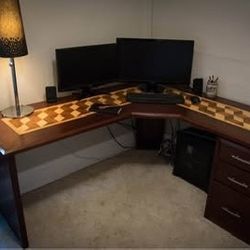 “L-Shaped” Custom Desk with matching End Table