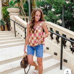 NWT $108 Anthropologie x Let Me Be Cotton Ruffled Square Neck Pullover Tank S