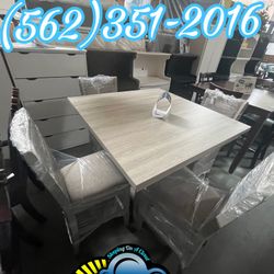 Dining Table Grey With Four Chairs New Set 