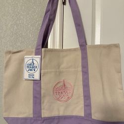 Trader Joe’s Large Lavender Reusable Canvas Tote Bag OBO
