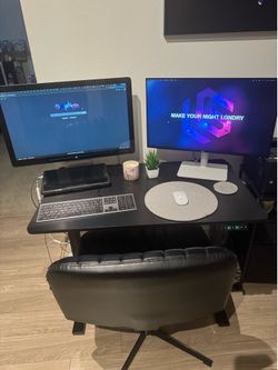 Electronic Stand Up Desk - Black with headphone hanher