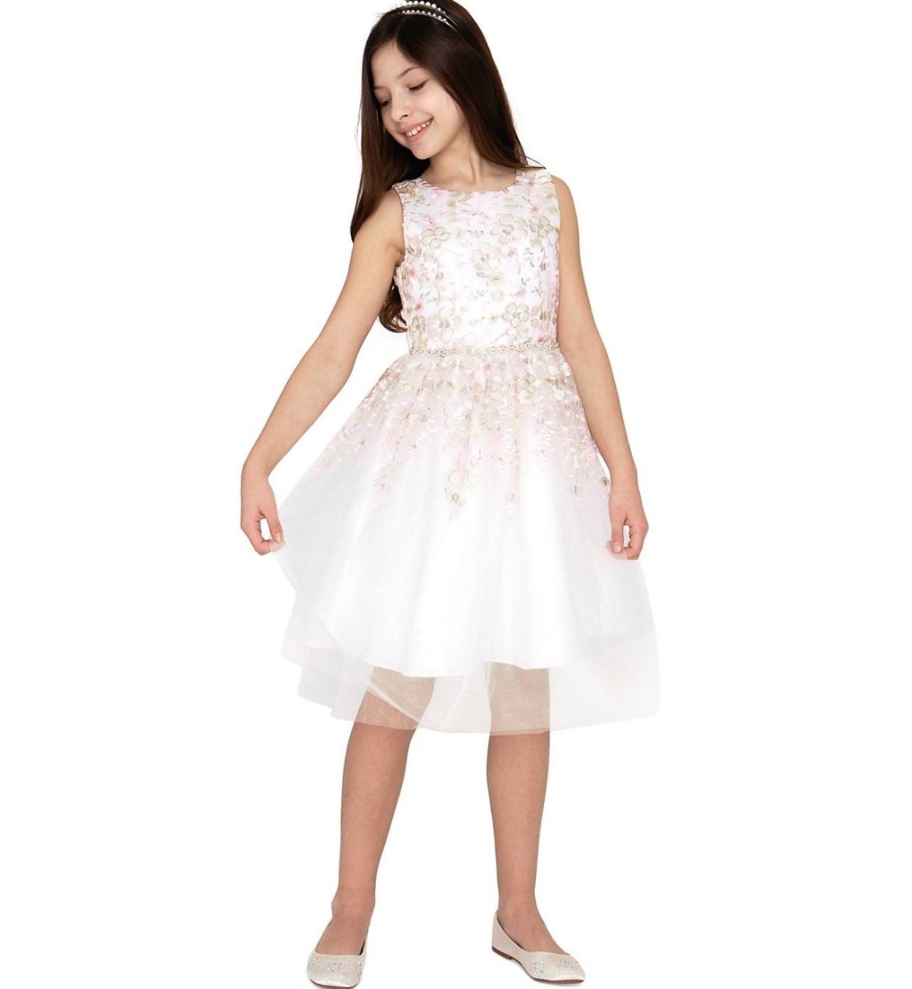 Shimmer floral embroidered dress for little girls Toddler Girls 2T Dress