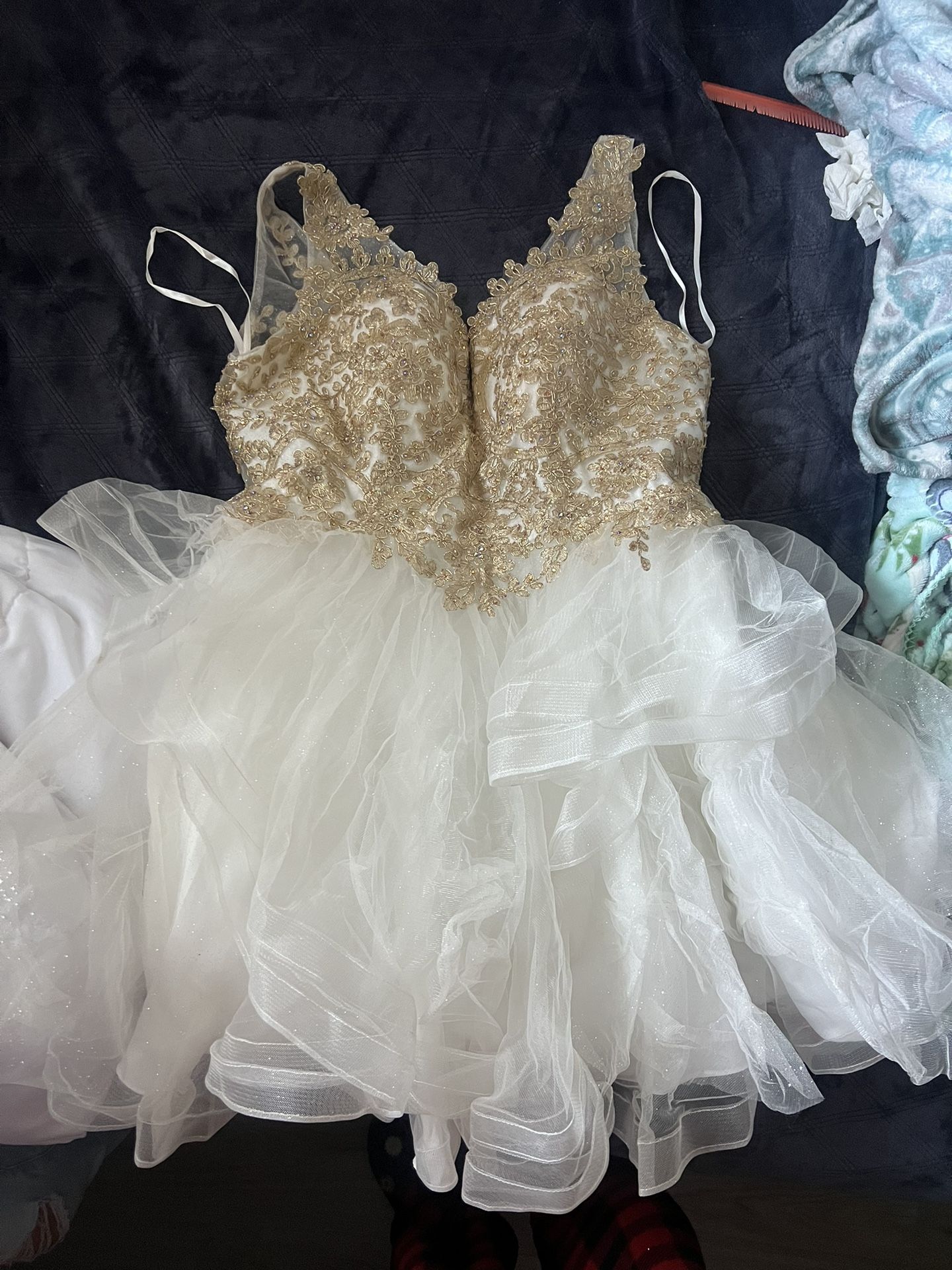 Fairytale Cocktail Dress (White and Gold)