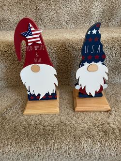 Rae Dunn Wood Patriotic Gnome Signs