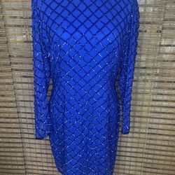 Nite Lime- Royal Blue Vintage Sequin Mini Dress