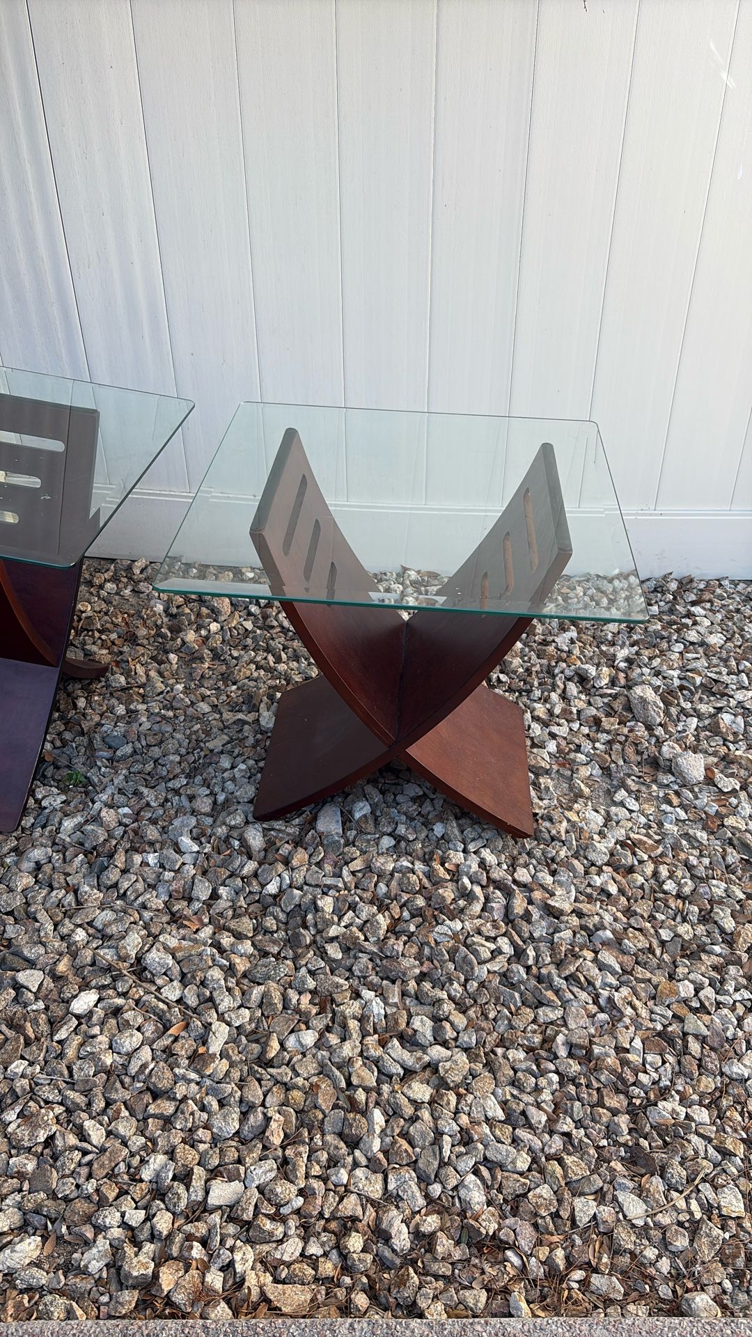 Wood Base Glass End Tables