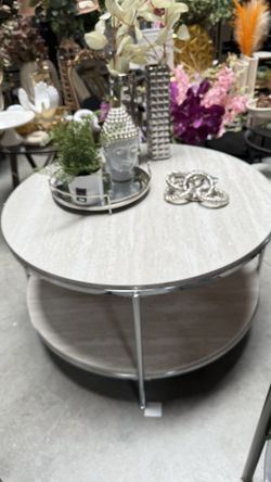 Brand New Round Faux Marble Coffee Table