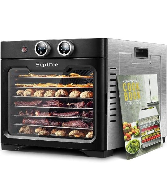 Septree 2023 Upgraded Food Dehydrator for Jerky, Large Drying Space with 8.8ft², 800W Dehydrated Dryer Machine, 8 Stainless Steel Trays, Timer Control