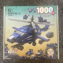Diy Building Police Helicopter 1000 Pcs Blocks