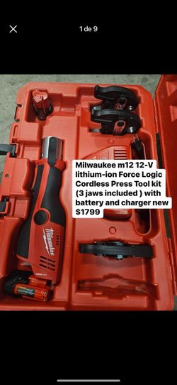 Milwaukee m12 12-V lithium-ion Force Logic Cordless Press Tool kit (3 jaws included with battery and charger new