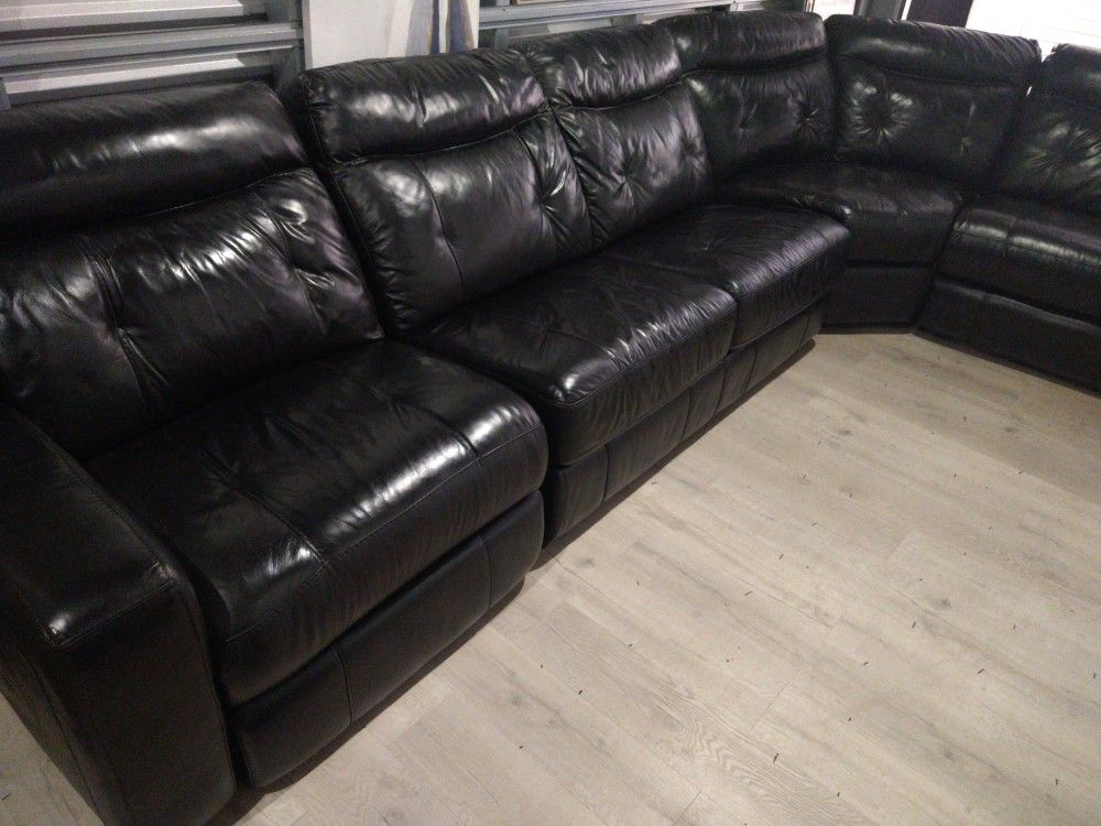 SECTIONAL GENUINE LEATHER RECLINER ELECTRIC BLACK COLOR.. DELIVERY SERVICE AVAILABLE β
π₯π