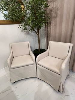 2 Beautiful brand new linen side chairs