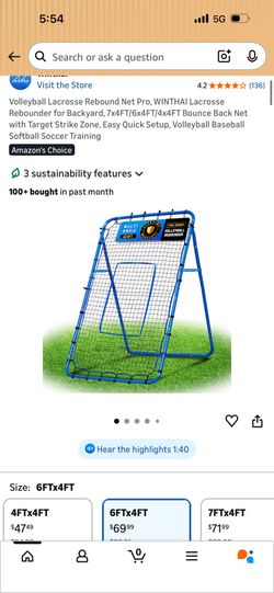 Volleyball Lacrosse Rebound Net Pro, WINTHAI Lacrosse Rebounder for Backyard,