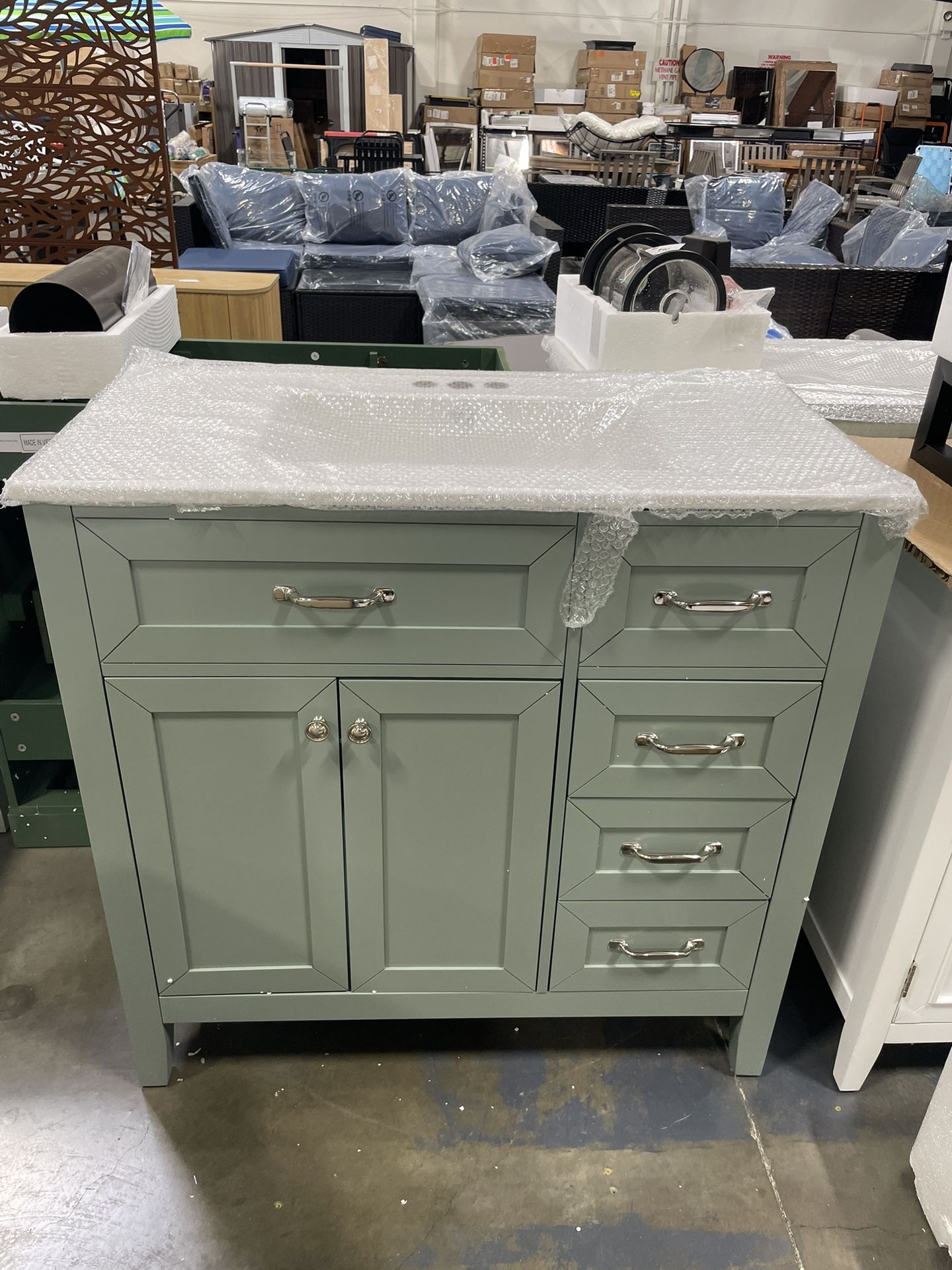 Assembled New Solid Wood Frame 36" Bathroom Vanities Cabinet with Undermount Sink