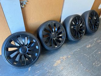 20’ Inch Tesla Uberturbine Wheels Satin Black Model 3 Rims Hankook EV Tires 5x114 Bolt