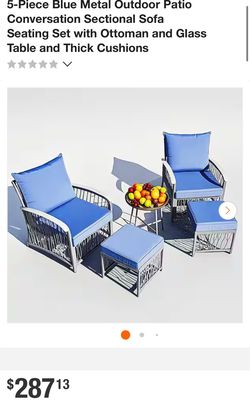 5-Piece Blue Metal Outdoor Patio Set