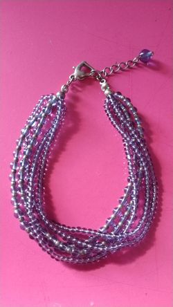 Sterling and purple bead bracelet