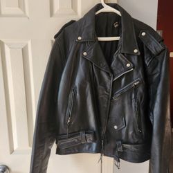 Classic Biker Jacket Leather (Lg)