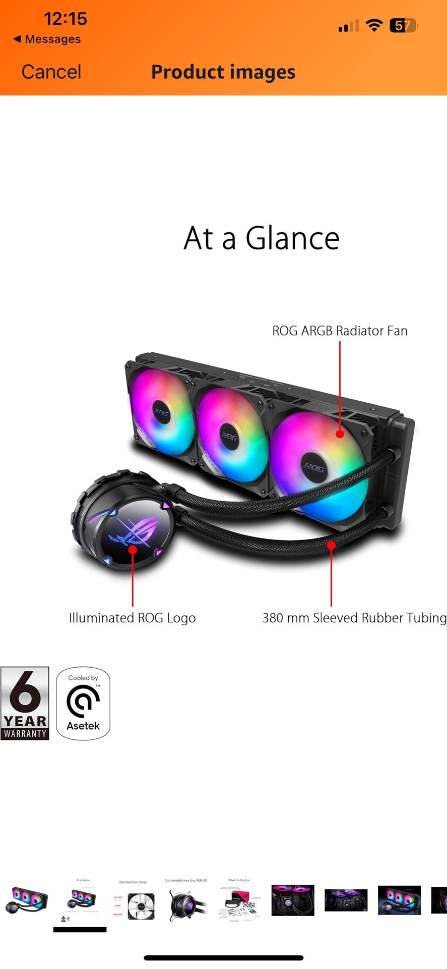 Republic Of Gamers Strix Liquid CPU Cooler II 360 ARGB