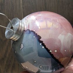 🎨 Hand-Painted Ink Glass Ornament – Abstract Art – 3.5” – One-of-a-Kind