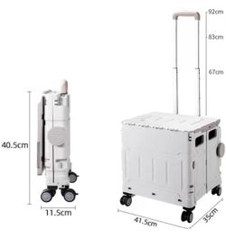Folding Utility Cart Portable Rolling Crate Handcart Shopping Trolley Collapsible Tool Box, with Lid