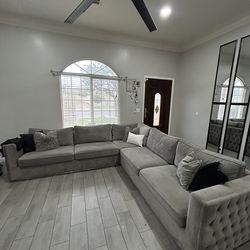 Grey sectional tufted