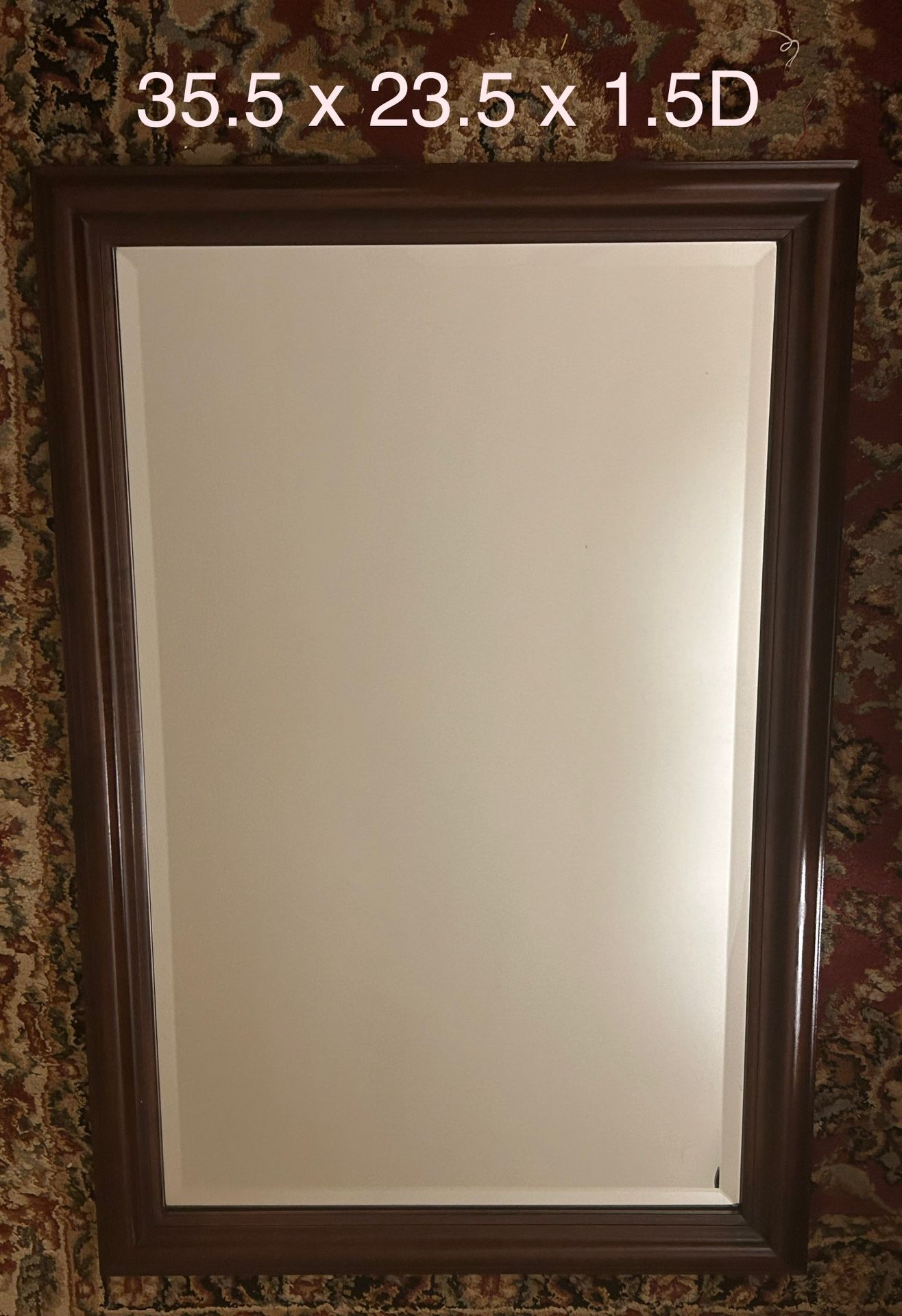 Carolina Mirror Co, wood framed 20 lb quality mirror, 35.5x23.5x1.5