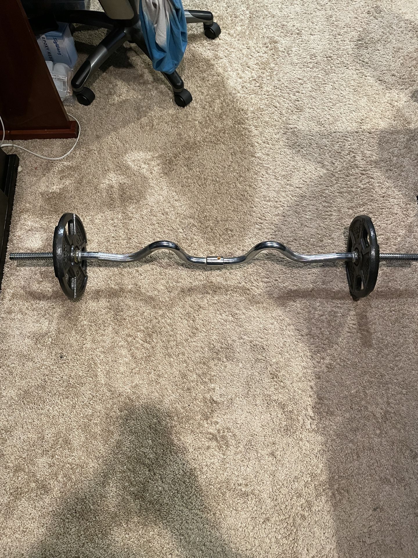 Gold’s Gym Curl Bar & 2 10lbs Weights 