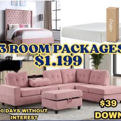 NEW 2 AND 3 ROOM PACKAGE DEALS - BED MATTRESS DINING ROOM SECTIONAL SOFA AND MORE 