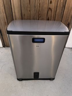 simplehuman Rectangular Dual Compartment Recycling Kitchen Step Trash Can, 50 Liter