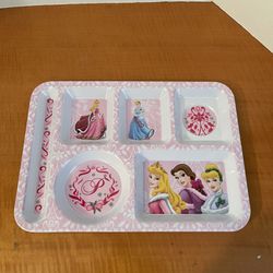 Disney Princess Divided Plastic Plate Tray CHILD'S BEAUTY CINDERELLA PINK