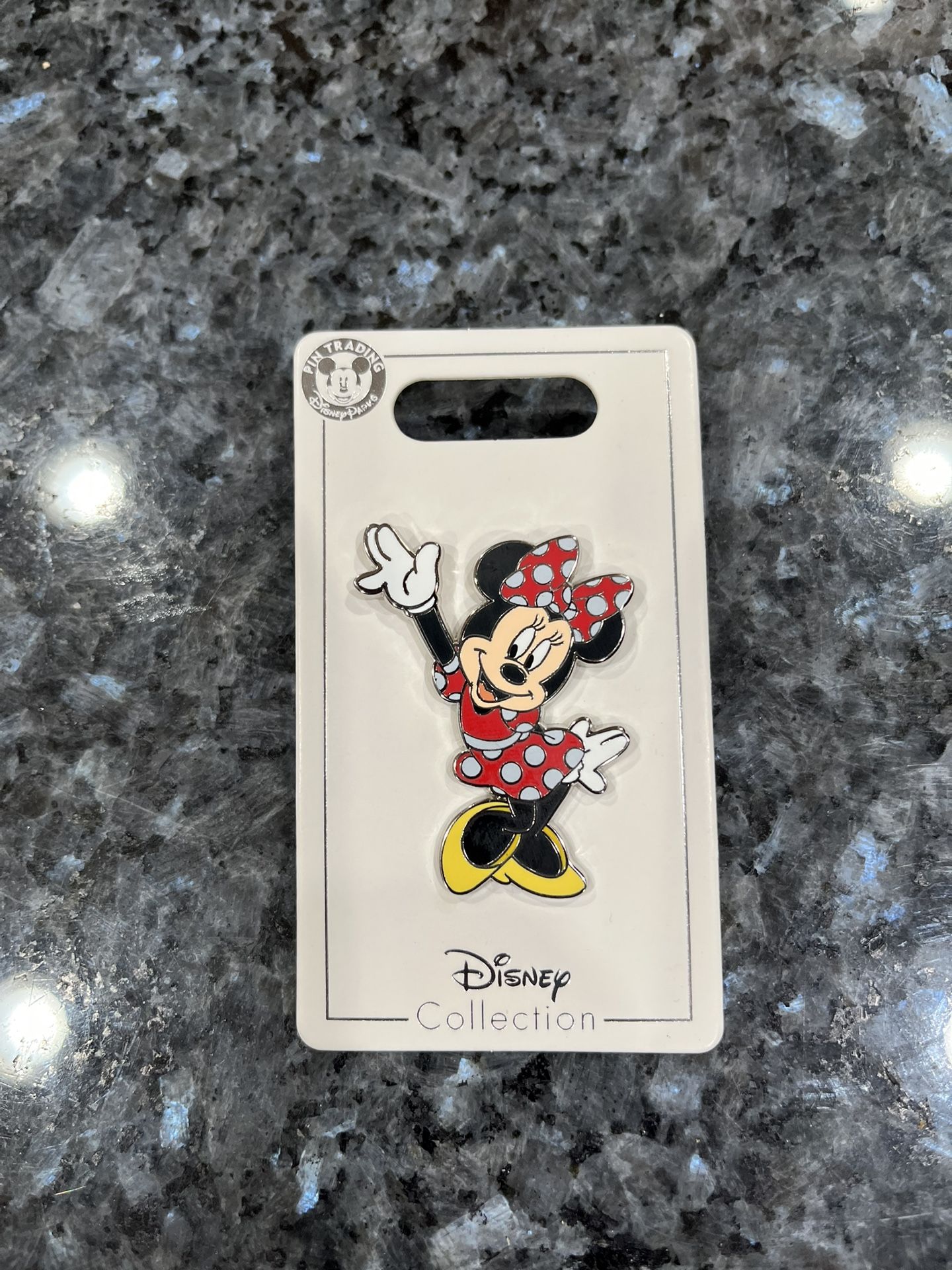 Disney Parks Minnie Mouse With Trading Pin.  Brand new on original card. 